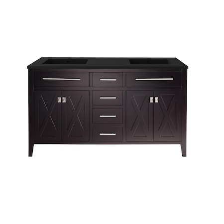 Laviva Wimbledon, 60, Brwn Cabinet & Matte Blk VIVA Stone Surface Countertop 313YG319-60B-MB